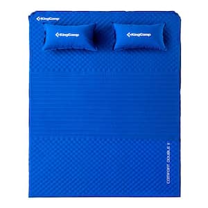 Blue Polyester 78 in. L Inflatable Sleeping Mat Pad with Pillows