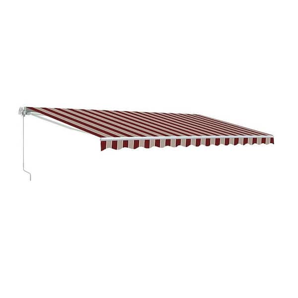 ALEKO 13 ft. Manual Patio Retractable Awning (120 in. Projection) in Multi-Striped Red