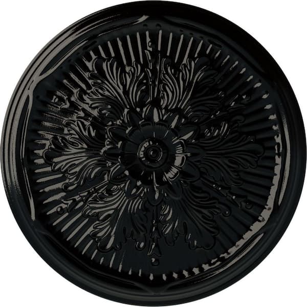 Ekena Millwork 21 in. x 2 in. Luton Urethane Ceiling Medallion (Fits Canopies upto 3-1/2 in.), Black Pearl