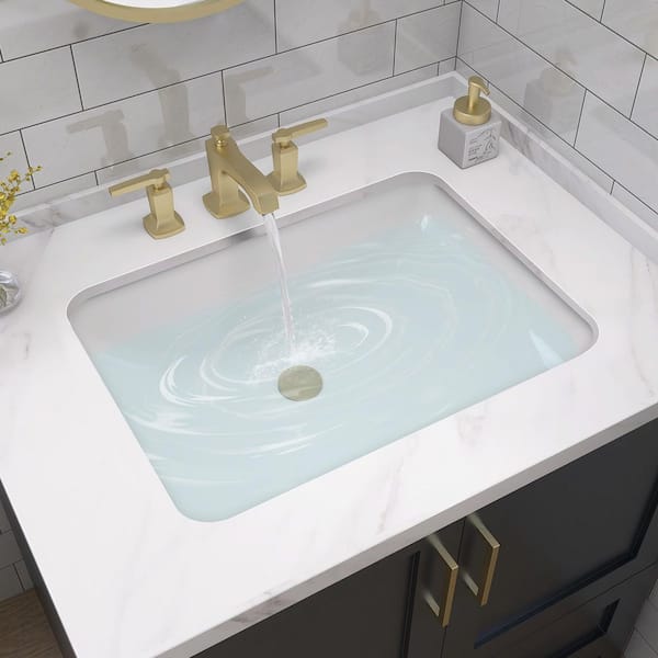 Zeafive 18 in. L Rectangular Bathroom Sink in White Ceramic