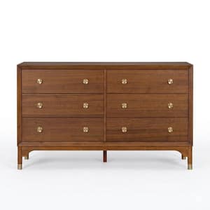 home depot mid century modern dresser Mid-Century Modern Caramel 6-Drawer 58.5 in. Dresser with Curved Detailing