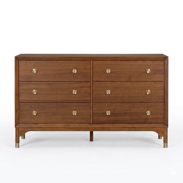 Colchester Walnut 6-Drawer 62 in. Wide Dresser