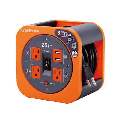 BLACK+DECKER 20 ft. 4 Outlets Retractable Extension Cord with 16 AWG SJT  Cable Compact Power Cord Reel BDXPA0060 - The Home Depot