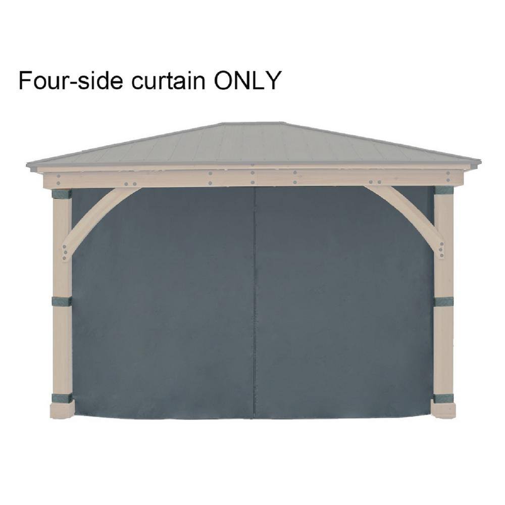 Gray Weather-Resistant 4-Sided Privacy Curtain for 11 ft. x 13 ft. Gazebo