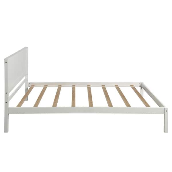 White Twin Size Platform Bed with Headboard
