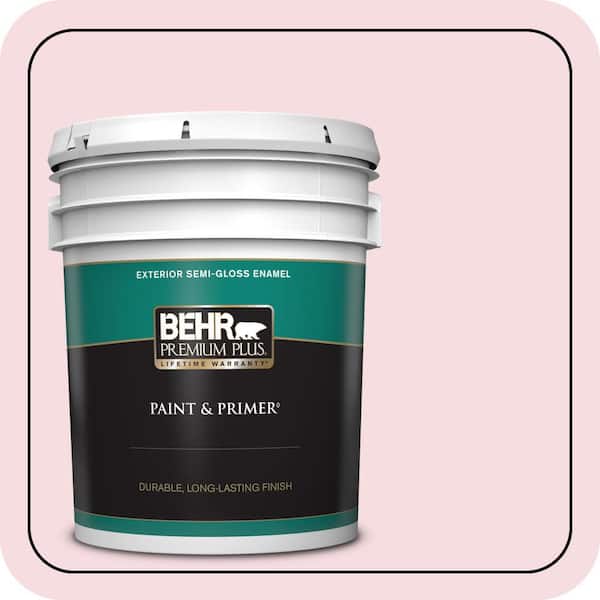 BEHR PREMIUM PLUS 5 gal. #120A-2 Delicate Rose Semi-Gloss Enamel Exterior Paint & Primer