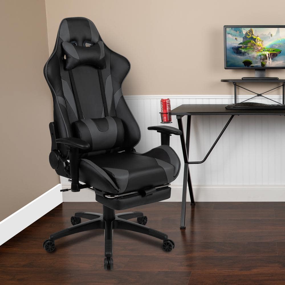 X30 Faux Leather Swivel Ergonomic Gaming Chair in Gray with Adjustable Arms