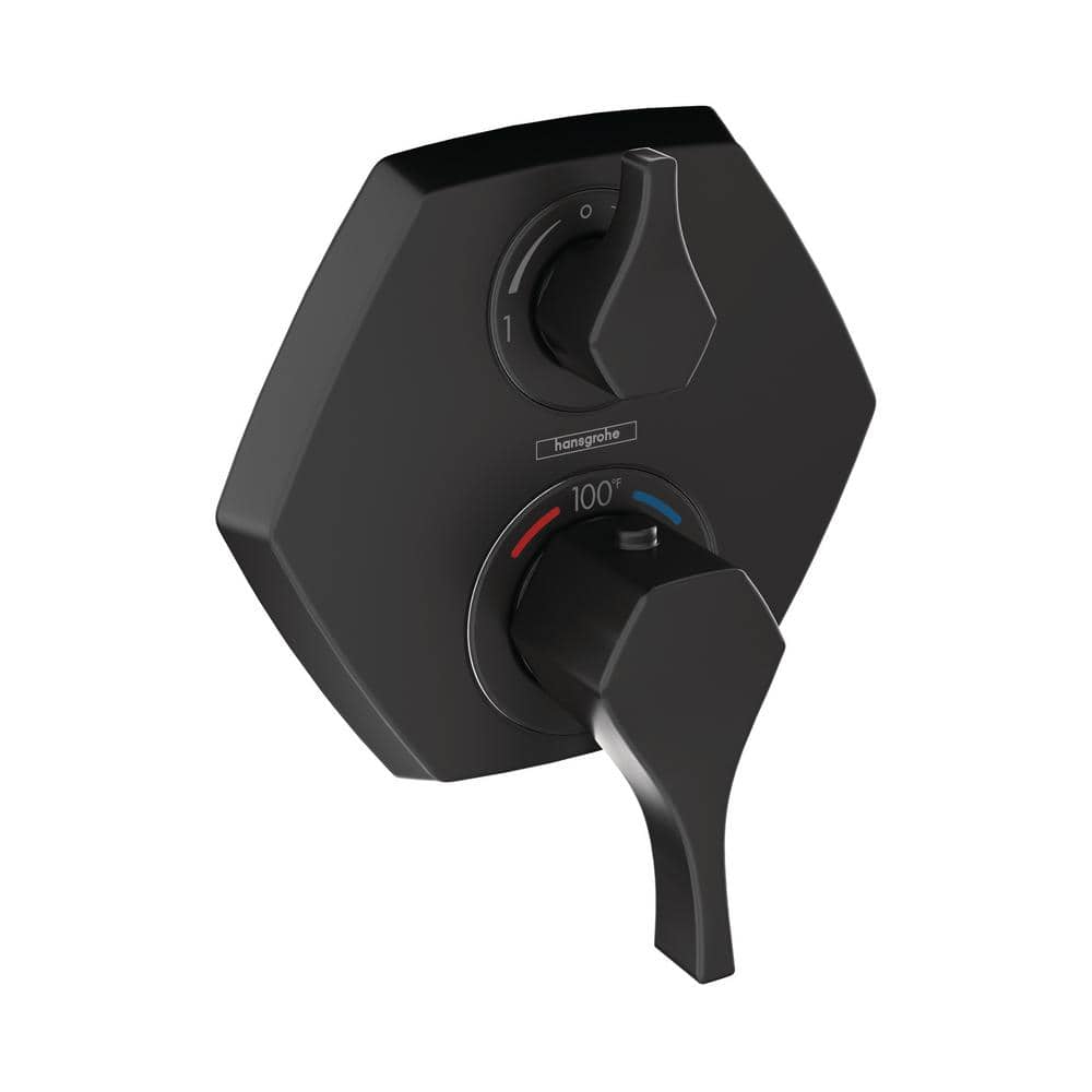 Locarno Matte Black Art Deco Inspired Thermostatic Shower Trim