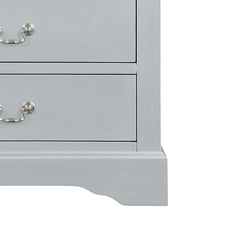 Platinum Gray 5-Drawer Chest with Dovetail and Felt Lined Drawers