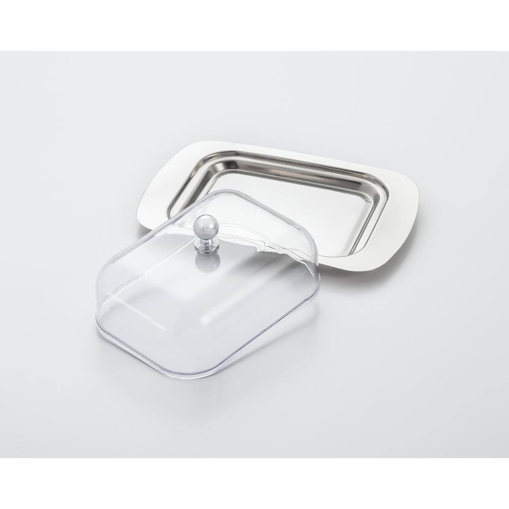 UPC 878201002990 product image for ExcelSteel 4.75 in. x 7.38 in. Stainless Steel Butter Dish with Plastic Cover | upcitemdb.com