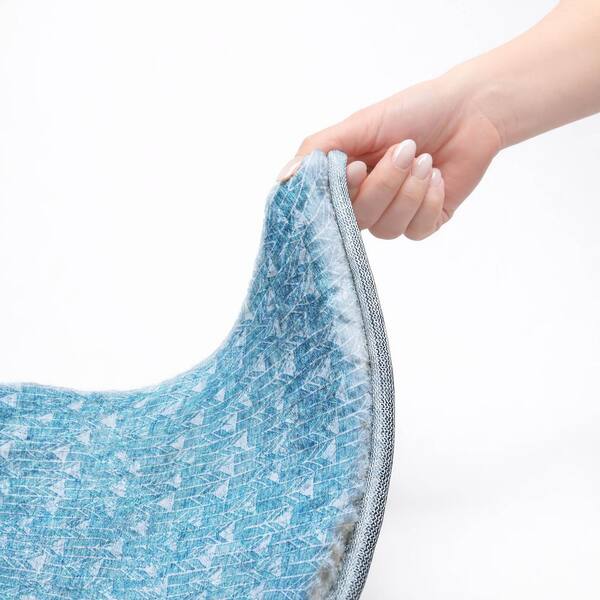 Dream Shag Premium Machine Washable Abstract ADS514 Blue 3 ft. x 5 ft. Area Rug