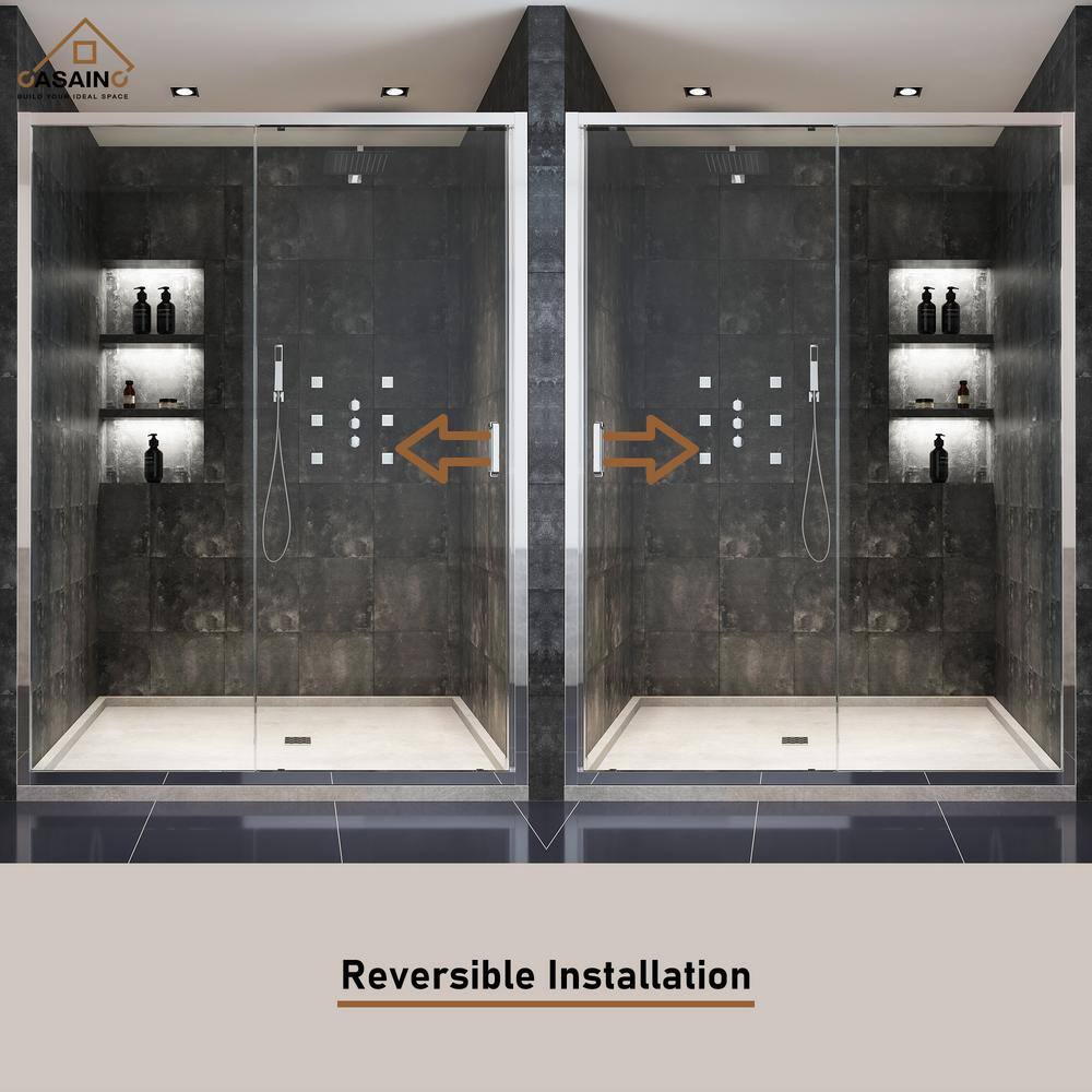 60" x 72" Chrome Framed Single Sliding Shower Door