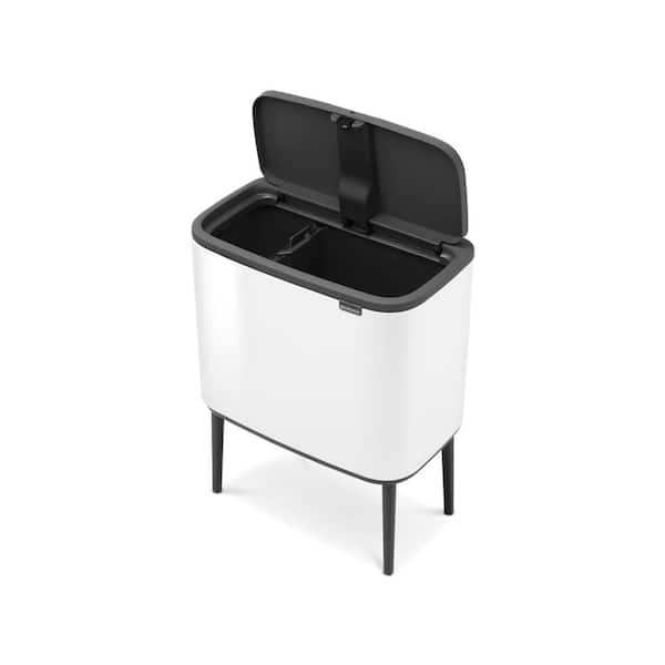 Brabantia Bo Touch Bin Free Bin Bags 2 x 30 Litre Inner Buckets White Waste/Recycling Kitchen Bin with Removable Compartments 