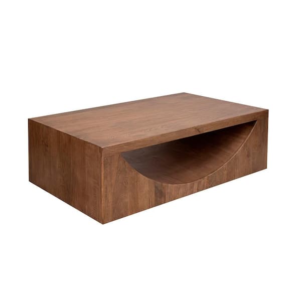 Benjara Okai 33 in. Brown Rectangle Wood Coffee Table with Arch Cutout
