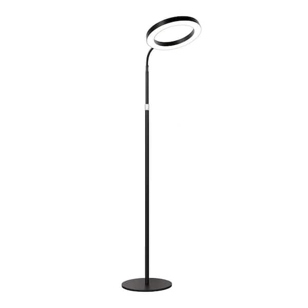 10.2 in. Black Full Spectrum Grow Light with Stand, 4-Level Dimmable Floor Lamp with Auto Timer, Adjustable Height