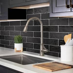 Black 2.5 in. x 8 in. Polished and Honed Ceramic Subway Mosaic Tile (50 Cases/269 sq. ft./Pallet)