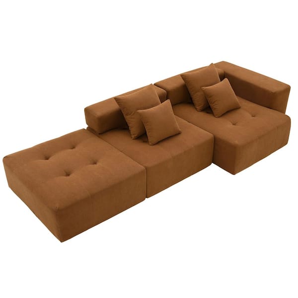 Nestfair 105.5 in. W Corduroy Fabric L Shaped Modular