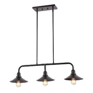 Cade 34.25 in. 3-Light Metal Farmhouse Industrial LED Pendant, Oil Rubbed Bronze
