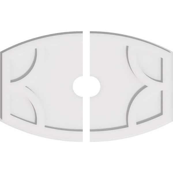 Ekena Millwork 24 in. W x 16 in. H x 3 in. ID x 1 in. P Kailey Architectural Grade PVC Contemporary Ceiling Medallion (2-Piece)