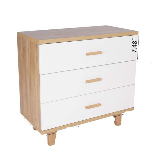 31.5 in. Modern Wooden Dresser Bedroom Storage Drawer Organizer Closet Hallway Locker with 3-Drawers, Brown White