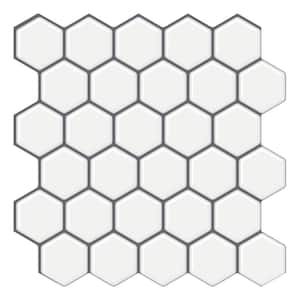 Thicker Hexa Mono White 12 in. x 12 in. PVC Self-Adhesive Peel and Stick Tile (8.5 sq. ft./10-Pack)