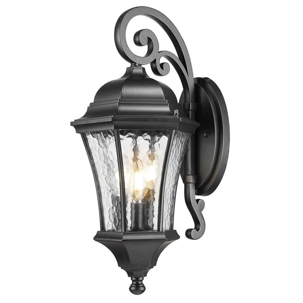 Waverly Collection 3-Light Matte Black Outdoor Wall Lantern Sconce price history on PriceWatchPro