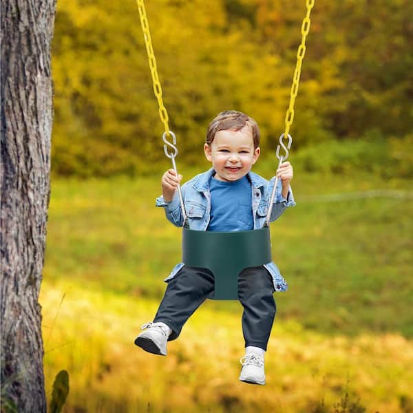 Sorbus Green Bucket Swing with Chain Baby Bucket Swing 68 in. Age