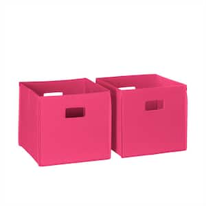 10 in. H x 10.5 in. W x 10.5 in. D Pink Fabric Cube Storage Bin 2-Pack