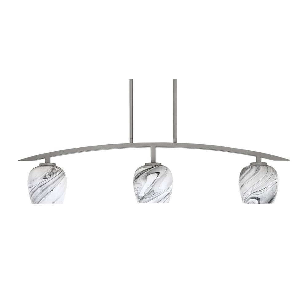Siena 41 in. 3-Light Graphite Chandelier with 6 in. Onyx Swirl Glass Shades