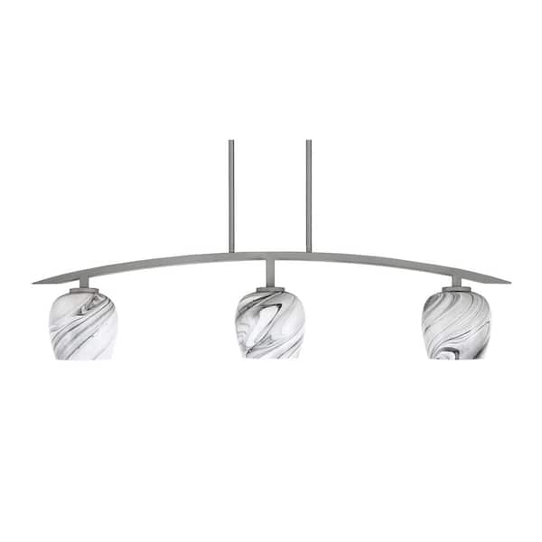 Unbranded Siena 41 in. 3-Light Graphite Chandelier with 6 in. Onyx Swirl Glass Shades, no bulbs included