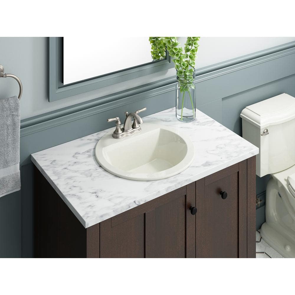Bryant Biscuit Ceramic Round Drop-In Bathroom Sink