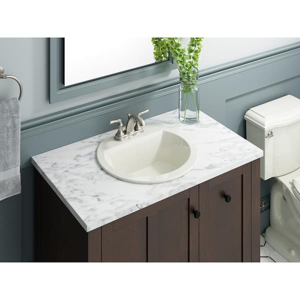 Bryant 19 in. Round Drop-In Vitreous China Bathroom Sink in Biscuit with Overflow Drain