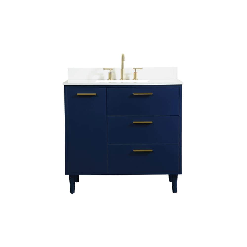 Simply Living 36 in. W x 22 in. D x 34 in. H Bath Vanity in Blue with Ivory
