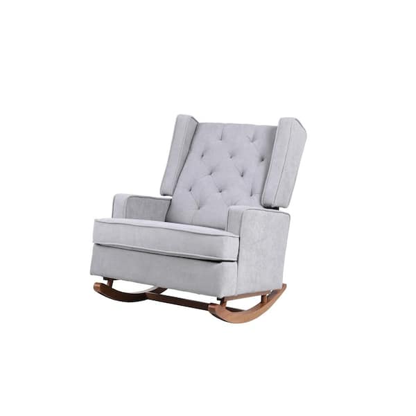 ZIRUWU Light Grey Rocking Chair Living Room Comfortable Rocking Chair Accent Chair