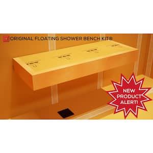 24 in. L x 14 in. W x 4 in. H Rectangular Bench Seat Floating Shower Bench Kit Schluter Kerdi - in Orange