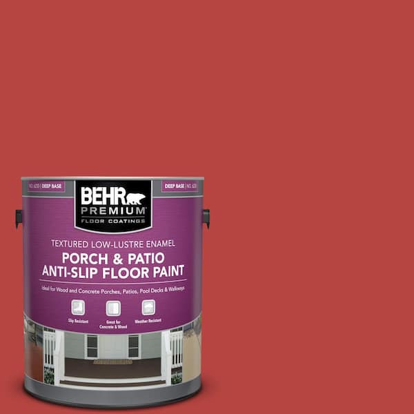 BEHR PREMIUM 1 gal. #OSHA-5 OSHA SAFETY RED Textured Low-Lustre Enamel Interior/Exterior Porch and Patio Anti-Slip Floor Paint