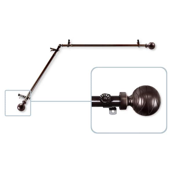 Rod Desyne Arman 13/16 in. Dia 120-170 in. L Corner Window Single Curtain Rod in Cocoa