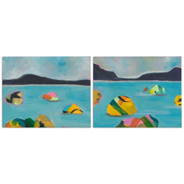 Stupell Industries Beach Buoys in Sea by Jan Weiss 2-Pieces Unframed Coastal Graphic Art Print 16 in. x 20 in.