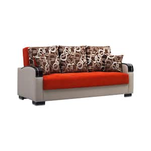 Goliath Collection Convertible 87 in. Orange Chenille 3-Seater Twin Sleeper Sofa Bed with Storage