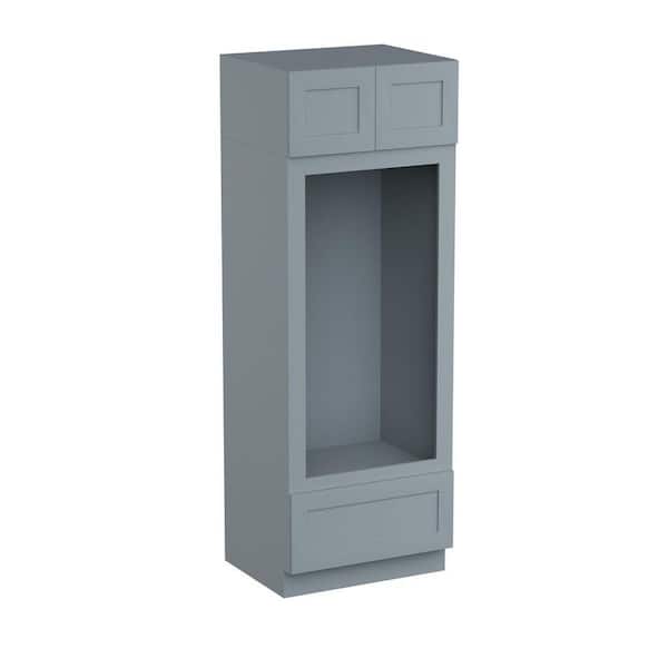 31 in. W x 24 in. D x 96 in. H Plywood Ready to Assemble Floor Base Double Oven Kitchen Cabinet in Gray with A Drawer
