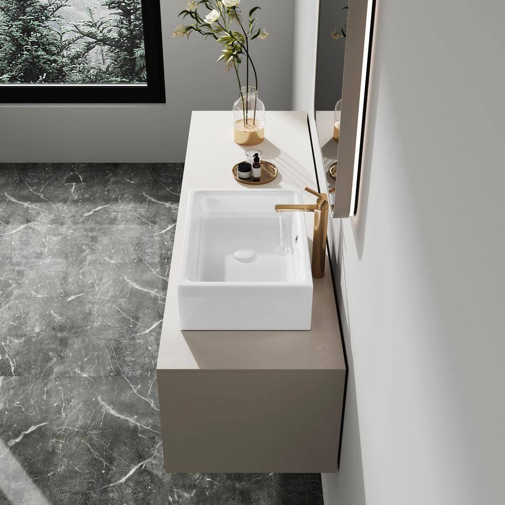 Dublin 20" x 15" White Ceramic Rectangular Vessel Sink with Overflow