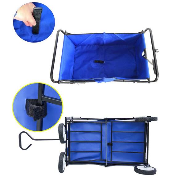 Unbranded - 20 cu. ft. Steel Garden Cart Folding Wagon Shopping Beach, Blue