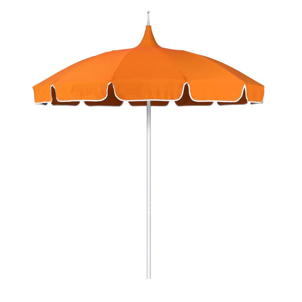 California Umbrella 8.5 ft. Silver Aluminum Commercial Pagoda Market Patio Umbrella Fiberglass Ribs in Tuscan Sunbrella