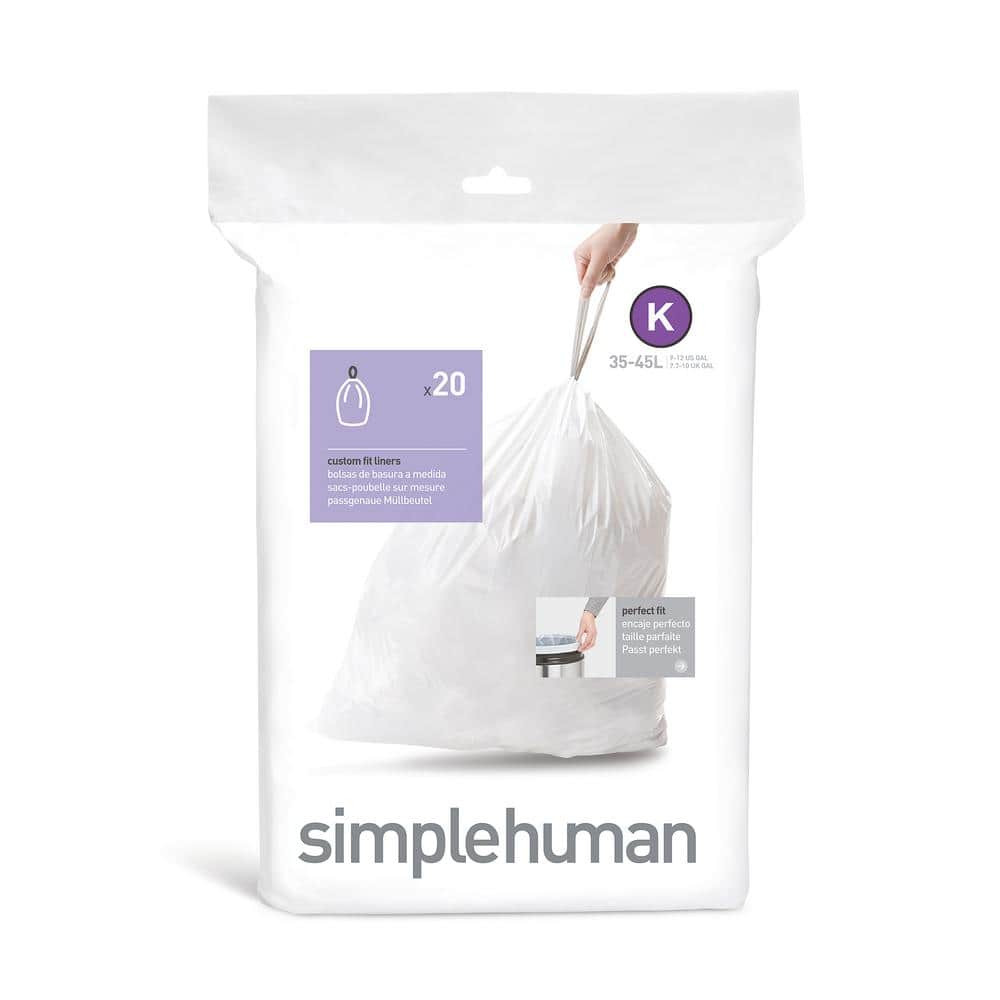 simplehuman 10 gal. Custom Fit Code K Trash Can Liner (20-Pack) CW0171 -  The Home Depot