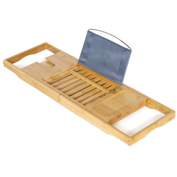 Bamboo Book Stand, Adjustable Book Holder Tray