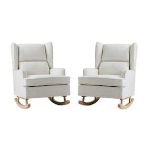 Andres Ivory Rocking Chair with Solid Wooden legs (Set of 2)