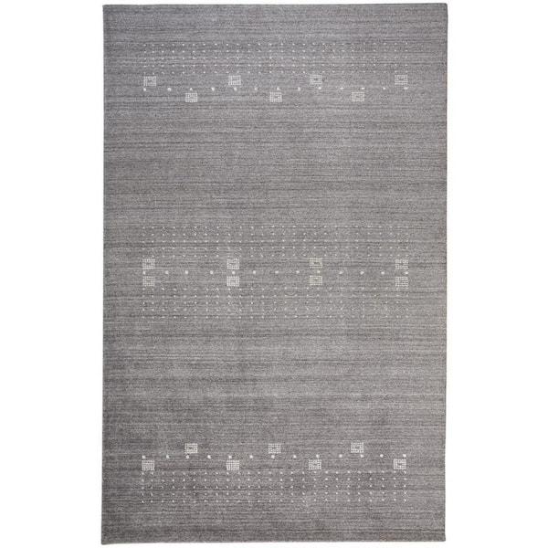 HomeRoots 2 ft. x 8 ft. Gray, Ivory Solid Color Area Rug