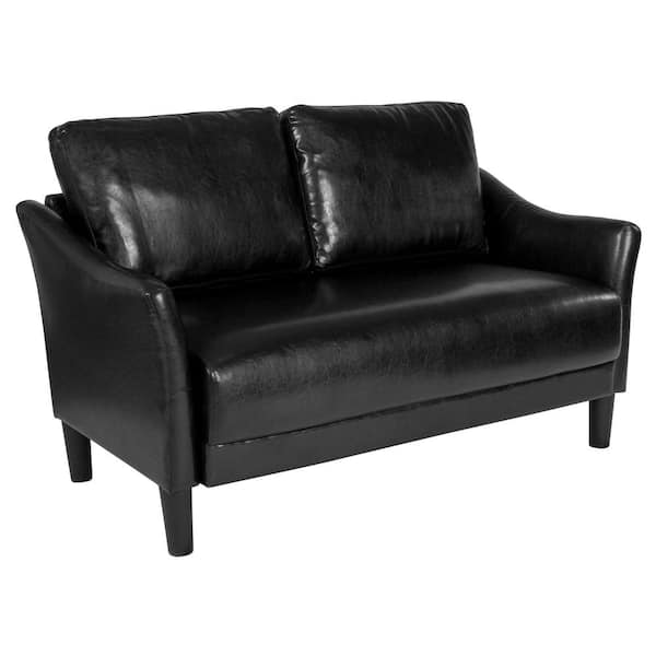 Carnegy Avenue 57 in. Brown Faux Leather 2-Seater Loveseat with Square Arms