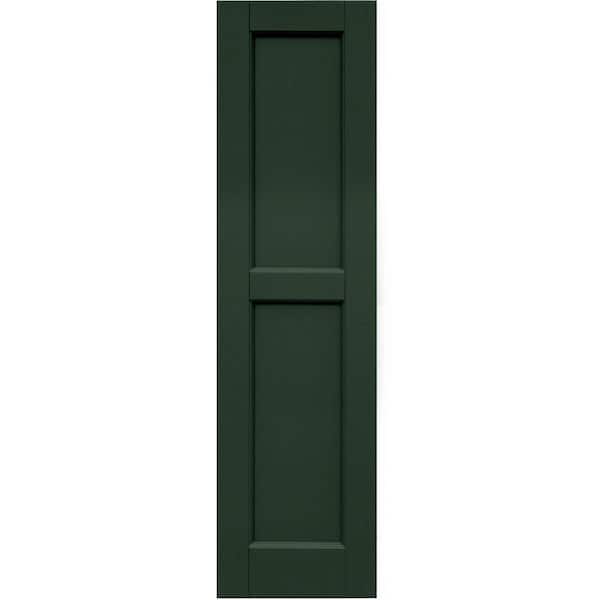 Winworks Wood Composite 12 in. x 45 in. Contemporary Flat Panel Shutters Pair #656 Rookwood Dark Green