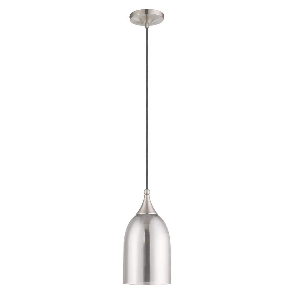 Brushed Nickel Mini Pendant with Smoke Glass Shade